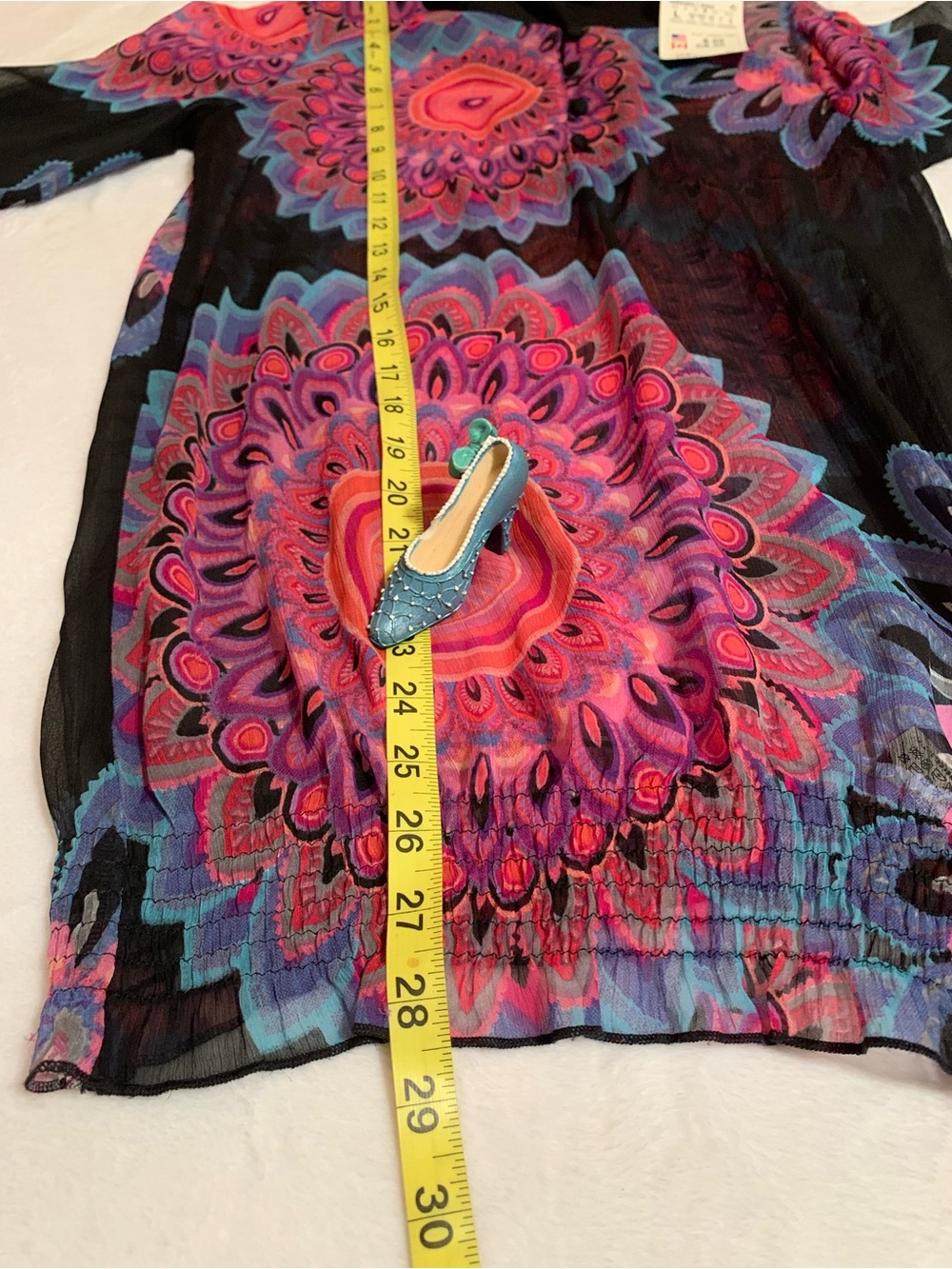 DESIGUAL Grecia ladies colorful sheer Vintage poly blouse size large  NWT - Picture 8 of 12